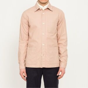 Corridor Rose Overshirt - Pale Pink Beige Cotton Linen Shirt Chore Jacket Coat